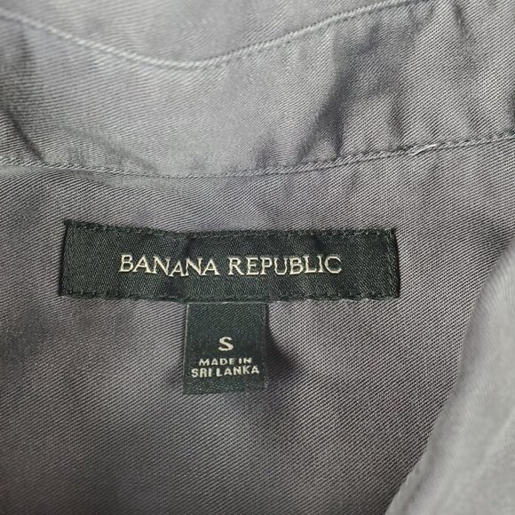 Banana Republic Oversized S Gray utility Button up Shirt Cuffed Short sleeves - Picture 3 of 5